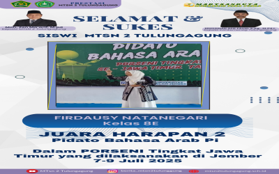 Firdausy Natanegari Raih Juara Harapan 2 Pidato Bahasa Arab di Porseni Jatim 2025